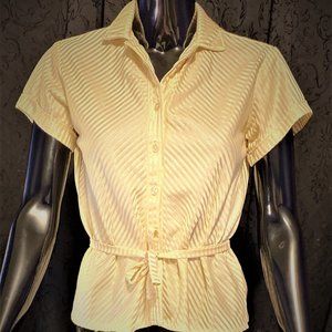 Vintage Small Short Sleeve Blouse Butter Yellow